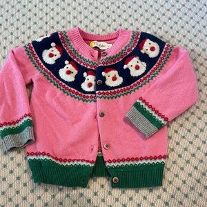 Mini Boden Pink Santa Sweater size 2-3y